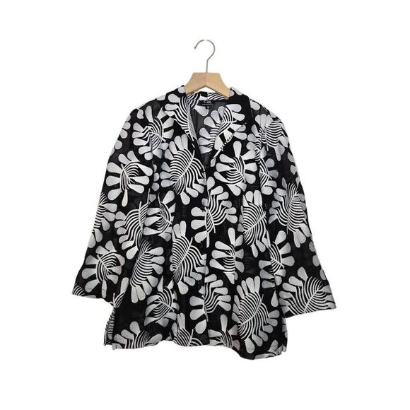 Connie Roberson Embroidered Silk Button Up Jacket Blazer Sz Small - Picture 1 of 9